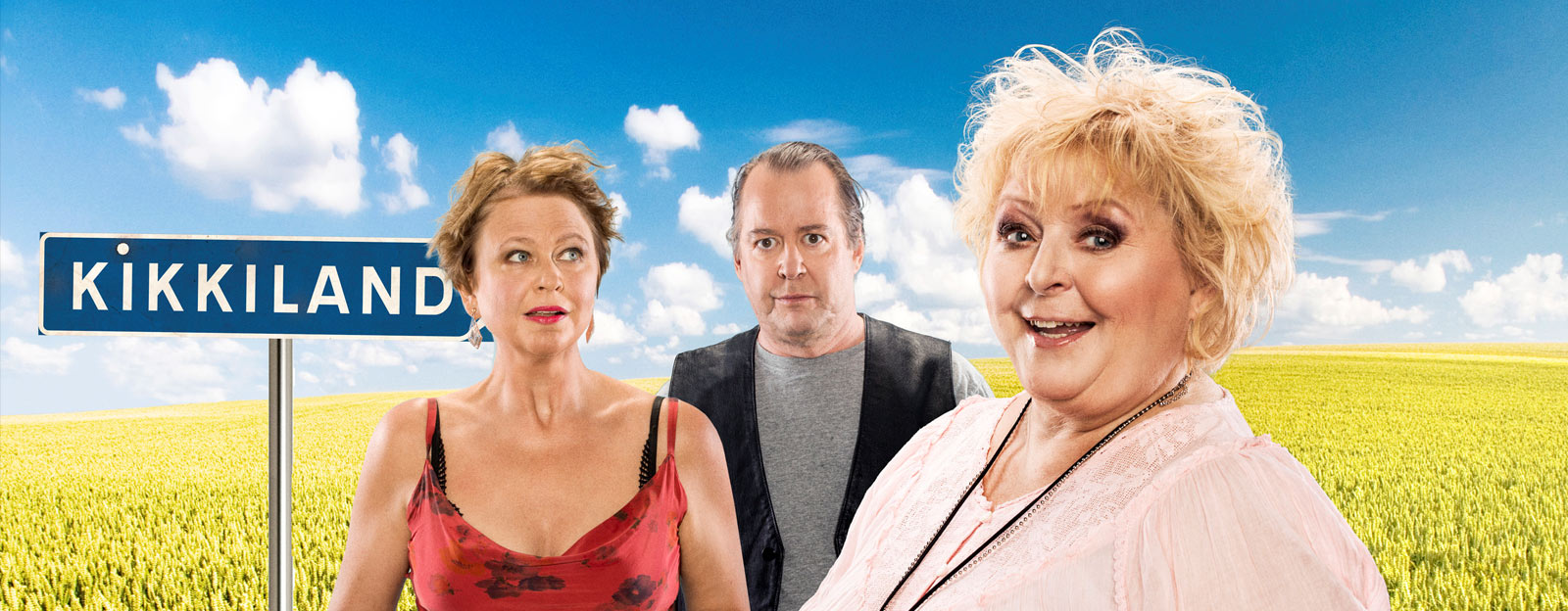 kampanjbild Kikkiland, på bilden ses Lisa Lindgren, Göran Ragnerstam och Kikki Danielsson