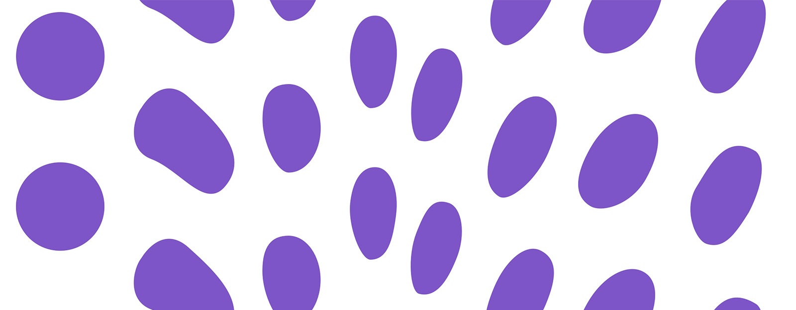 Lila prickar på en vit bakgrund: Delar av Dans och teaterfestivalen i Göteborgs logotype