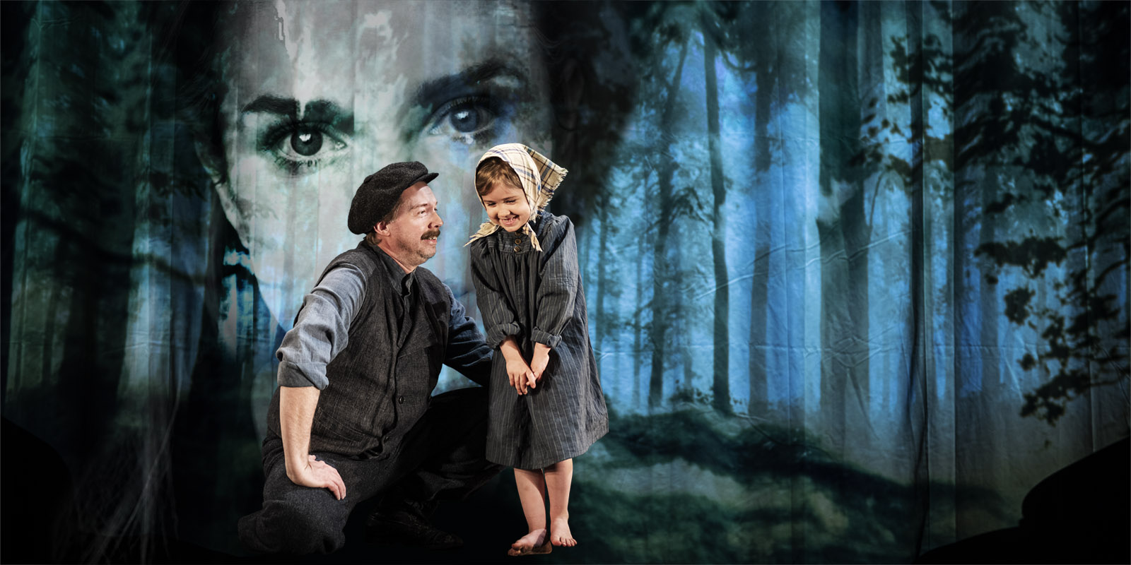 Fredrik Evers och ett barn, i bakgrunden Eline Höyer. 