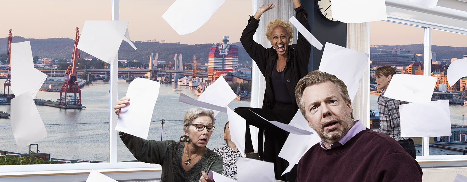 Marie Delleskog, Fredrik Evers (förgrunden), Hannah Alem Davidson, 